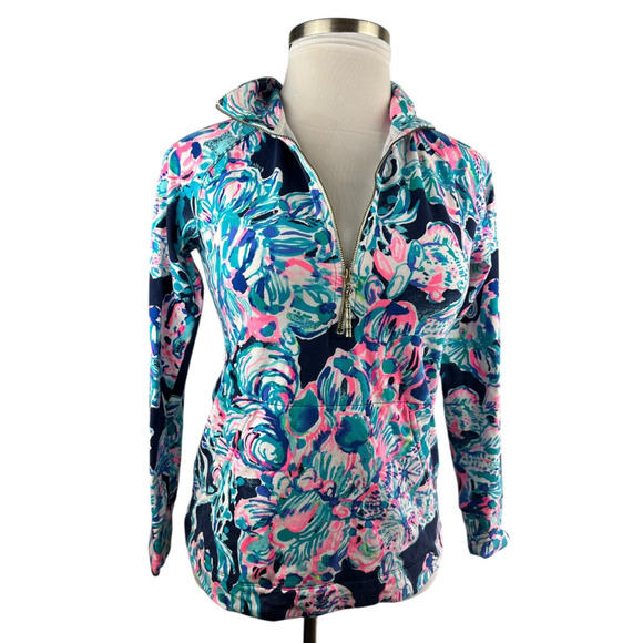 Lilly Pulitzer Skipper Popover UPF Quarter Zip Long Sleeve Printed Jacket Small - Picture 5 of 14